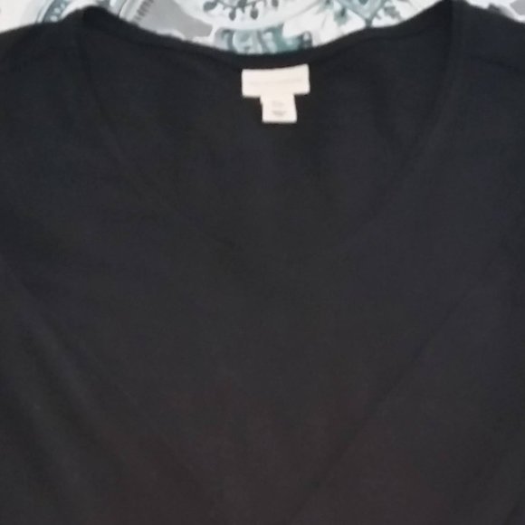 Black V-Neck 3/4 Sleeve Cotton T Shirt Small EUC - Picture 5 of 5